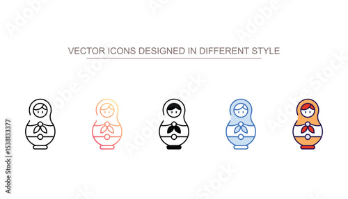 Matryoshka Doll icon design with white background stock illustration