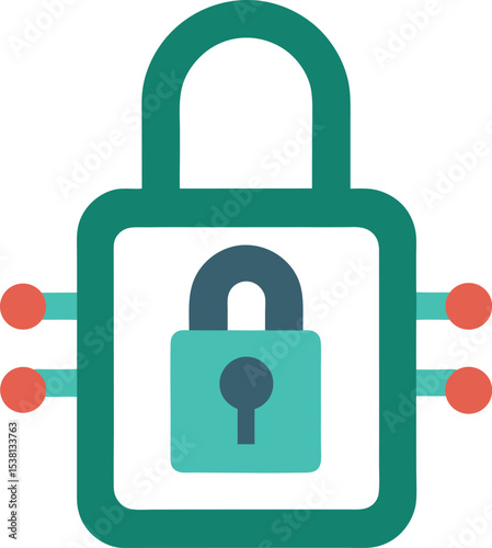 Digital lock icon vector illustration depicting secure access and online protection symbol