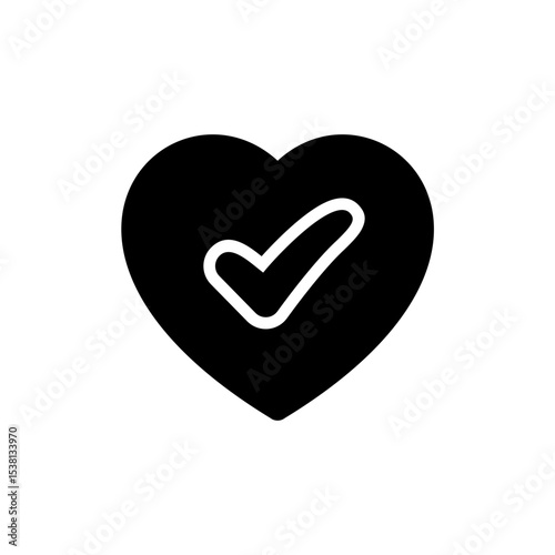 White Check Mark in Black Heart Icon