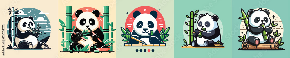 Naklejka premium a simple and cool flatdesign panda vector image