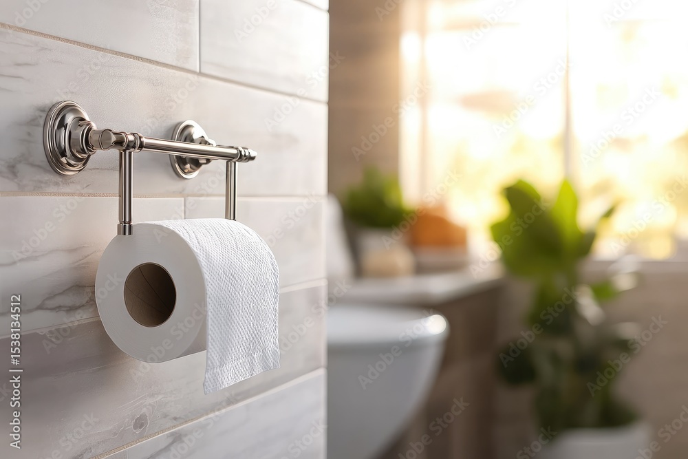 Fototapeta premium Bathroom toilet paper roll holder