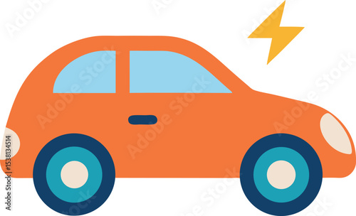 Electric car vector illustration showing modern vehicle for eco friendly urban transportation