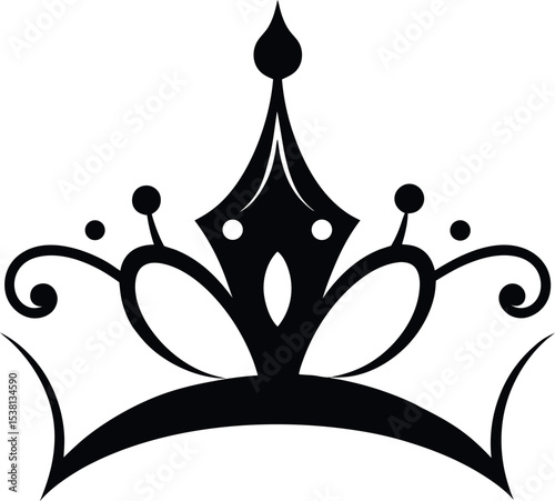 Elegant crown ornament silhouette vector showing royal luxury and vintage decorative design