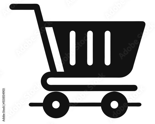 Simple Black Shopping Cart Icon for E Commerce and Retail