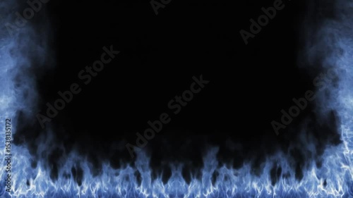 Hot Blue Flame Burst on Black Background
