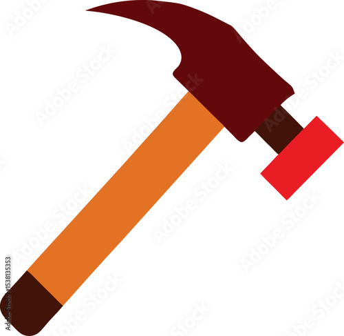 Hammer Tool Icon for Construction and Woodworking Work Line Art Vector Illustration