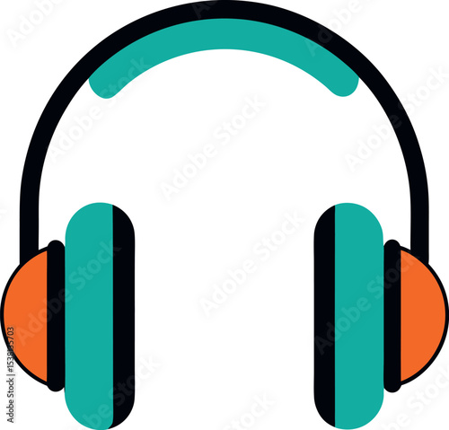 Wired Headphones Icon for Music and Audio Listening Line Art Vector Illustration