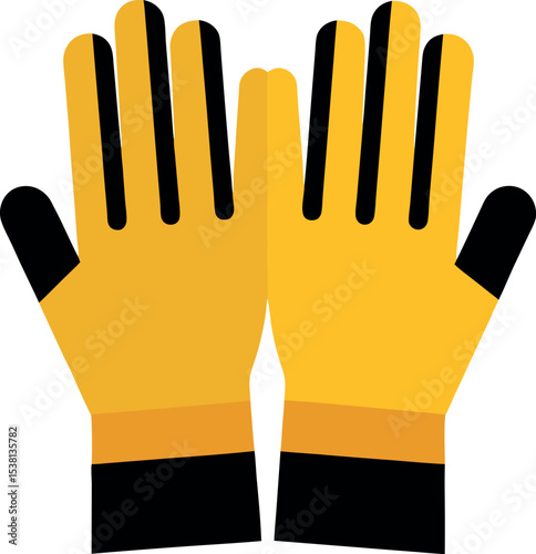 Industrial Gloves Protective Gear for Work Safety Line Art Vector Illustration
