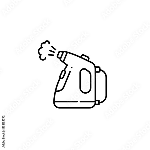 Steam cleaner appliance emitting vapor in minimalist line design  