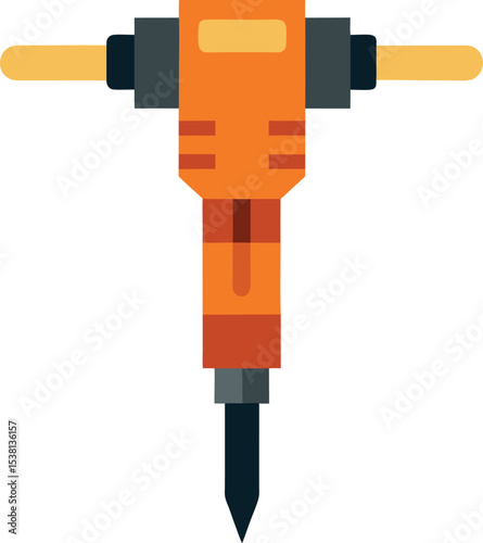 Powerful Jackhammer Equipment for Demolition Work Line Art Vector Illustration