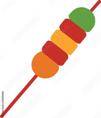 Kebab Skewer Grill Icon for Food and BBQ Cooking Line Art Vector Illustration