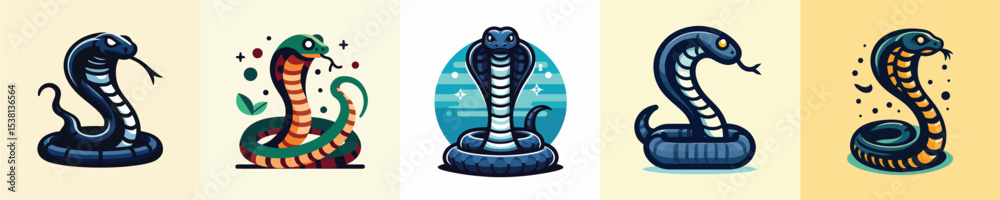 Fototapeta premium a simple and cool flatdesign cobra snake vector image