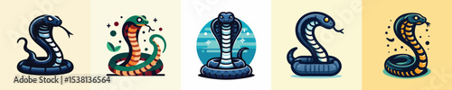 a simple and cool flatdesign cobra snake vector image