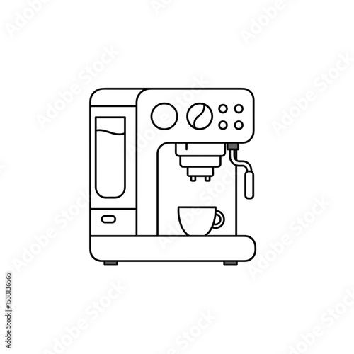 Coffee machine with water reservoir and cup 
