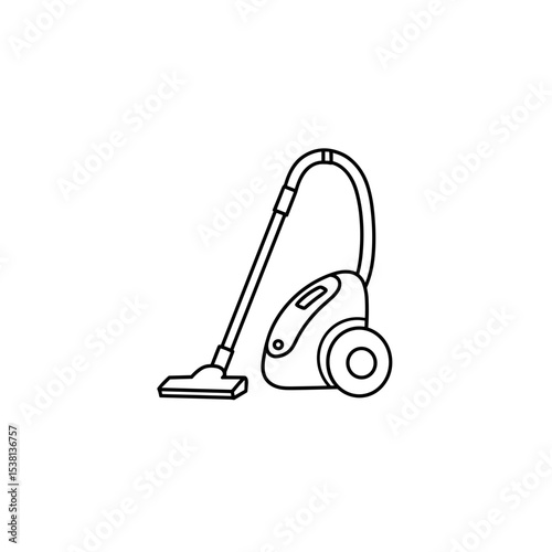 Vacuum cleaner in simple outline design for home cleaning tasks  