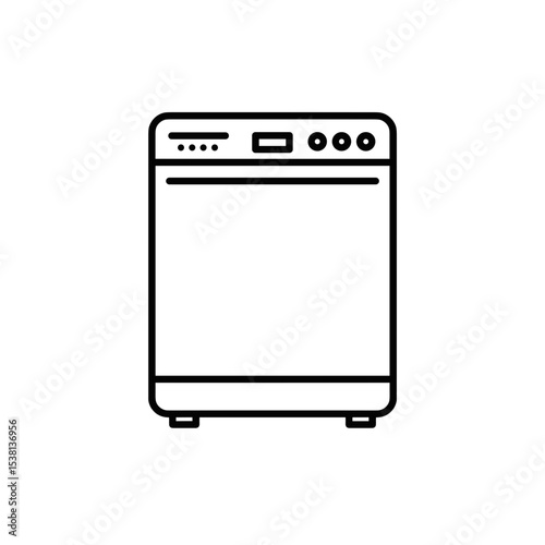 Dishwasher appliance in minimalist line art design  