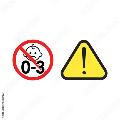 Choking hazard forbidden sign sticker not suitable for children under 3 years logo sign vector