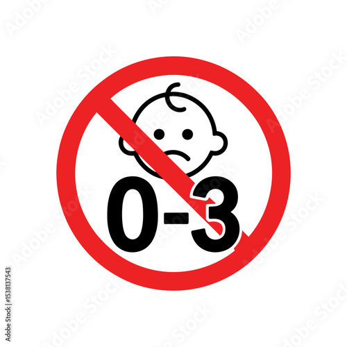 Choking hazard forbidden sign sticker not suitable for children under 3 years sign vector