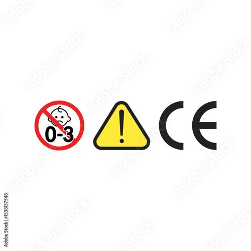 Choking hazard forbidden sign sticker not suitable for children under 3 years icon vector
