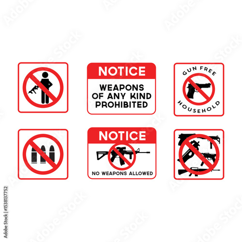 No Firearms Sign Vectors