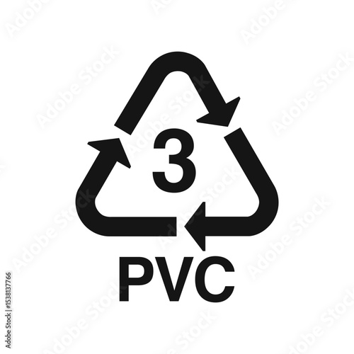 Plastic recycling symbol PVC 3 , Plastic recycling code PVC 3 , vector