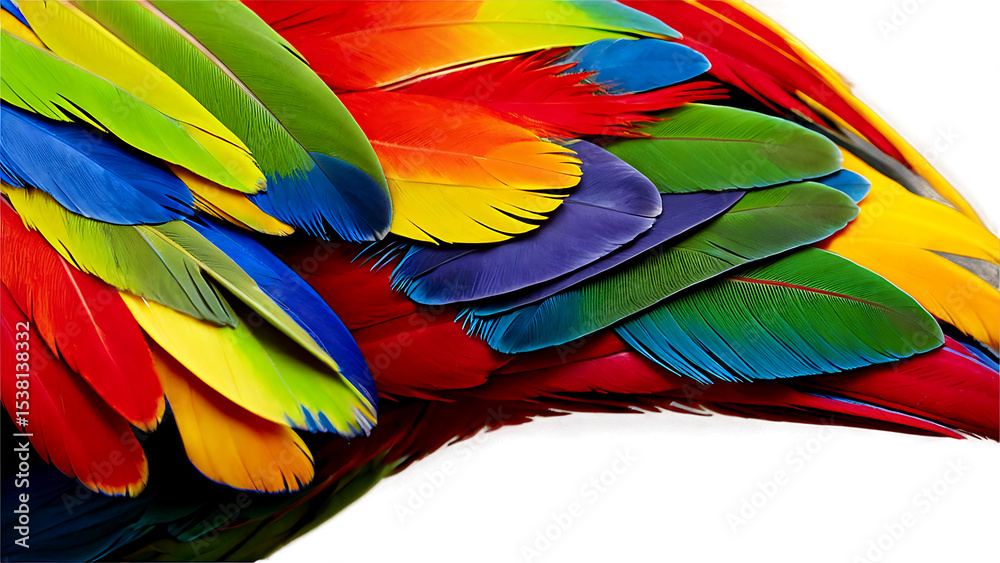 Obraz premium Vibrant Rainbow Parrot Feathers Close Up Colorful Bird Plumage Texture