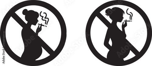 Silhouette of No Smoking During Pregnancy Warning Sign Vector