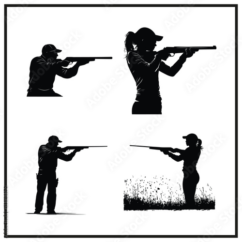 Person Skeet Shooting Silhouette