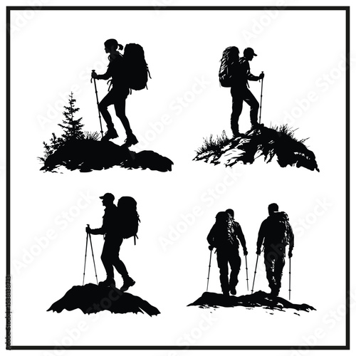 Adventurous Trekking Silhouette