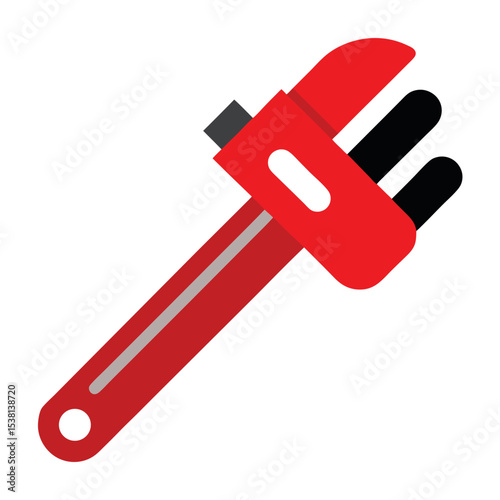 Pipe Wrench Tool Illustration in Industrial Hand Drawn Vector Design