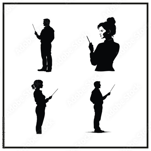Teacher with Pointer Silhouette