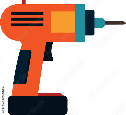 Power drill tool vector illustration representing electric drilling equipment for construction Line Art Vector Illustration