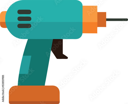 Electric power drill vector illustration used in building renovation and DIY projects Line Art Vector Illustration