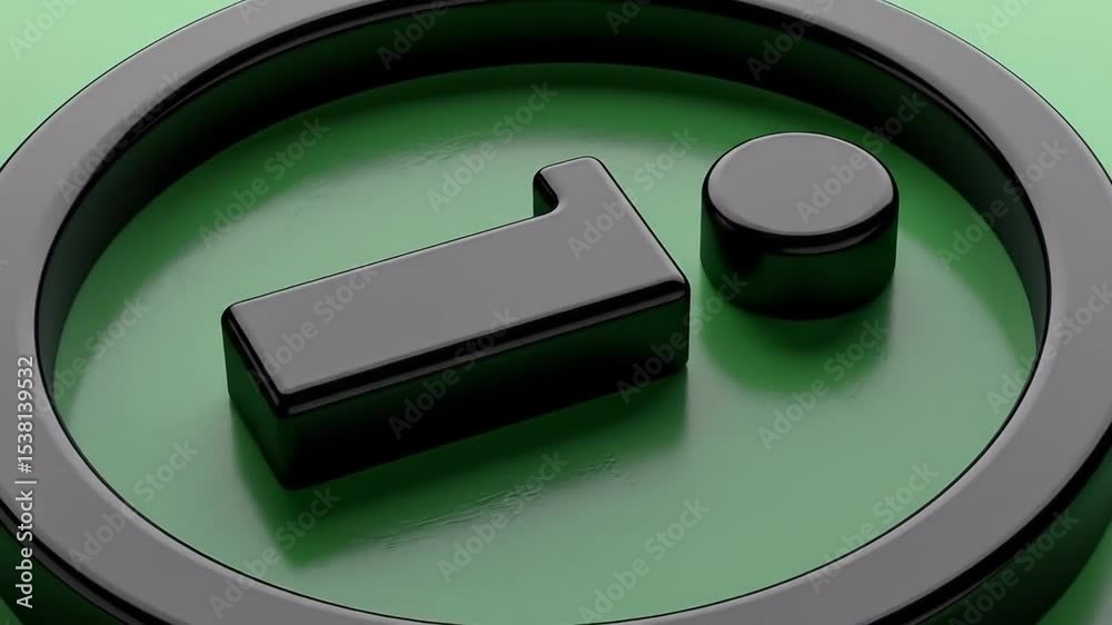 3D Info Icon with Green Background.