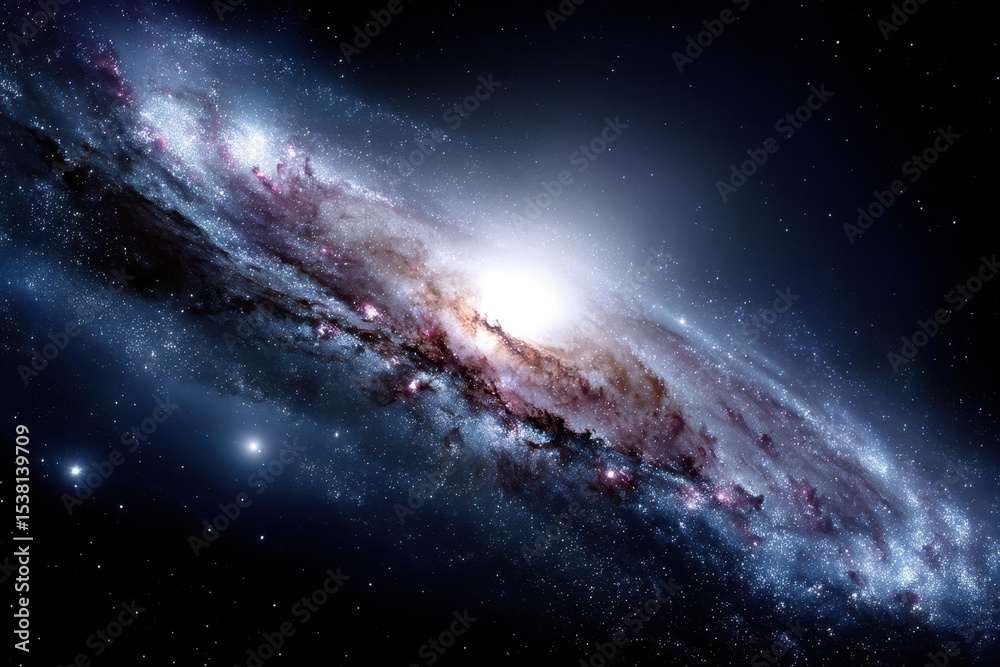 Fototapeta premium Beautiful spiral galaxy captured in deep space with vibrant colors and distant stars