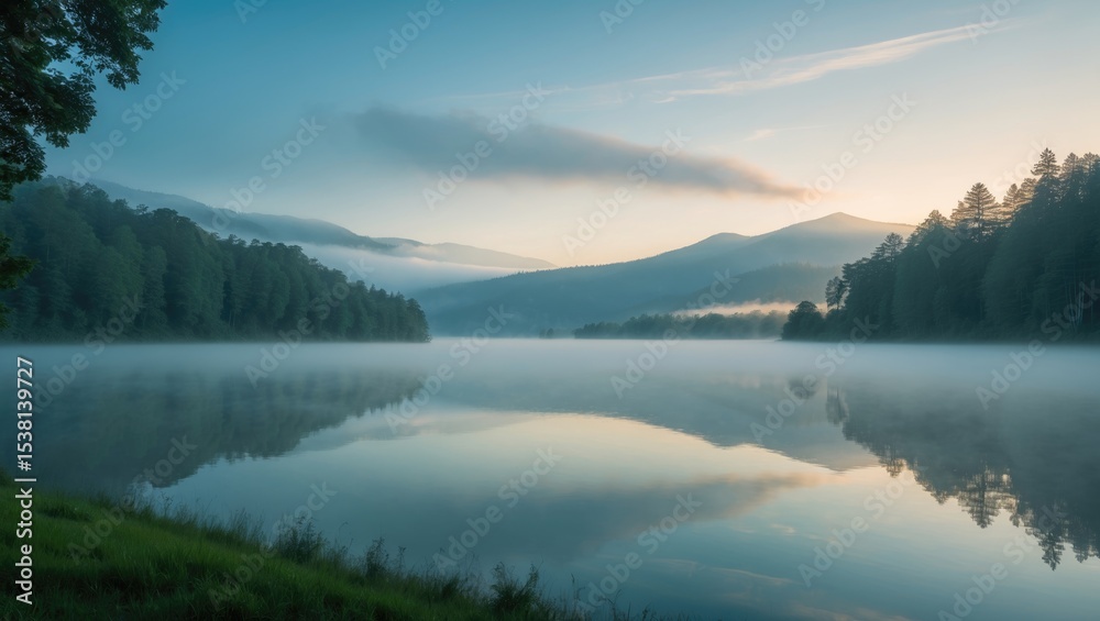 Fototapeta premium View At The Lake Lygre with Empty Copy Space For Text
