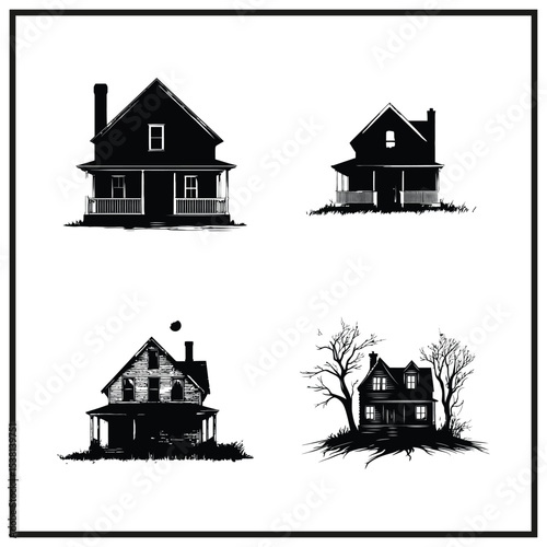 Creepy Haunted House Silhouette