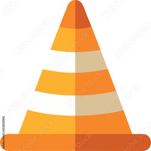 Road cone icon vector illustration used for traffic control and safety precaution signage Line Art Vector Illustration