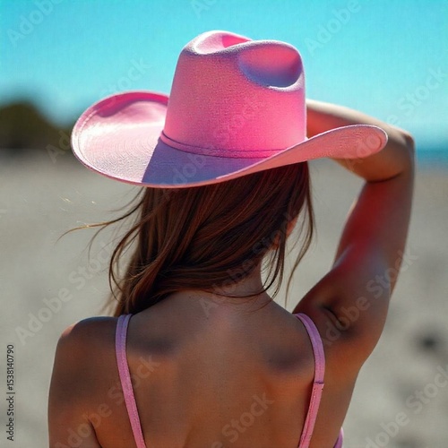 girl in pink hat looking into the distance