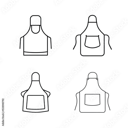 Minimalist apron icons in various designs for kitchen cooking baking and crafting concepts