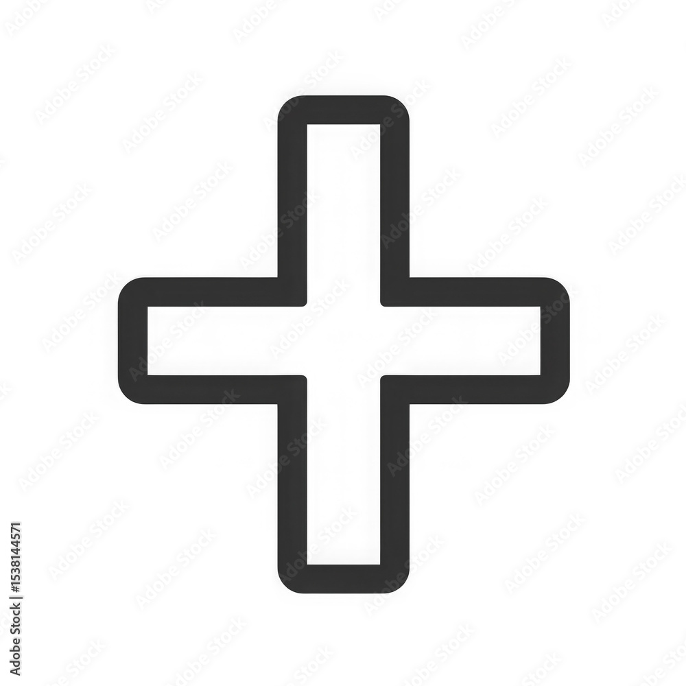 Obraz premium Simple dark gray plus sign icon graphic