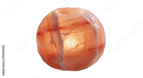 Decorative Himalayan salt lamp with light glow, isolated on white background. Generative AI