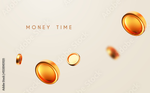 Flying money. Golden coins. Win and success design.