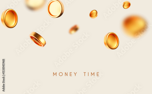 Flying money. Golden coins. Win and success design.