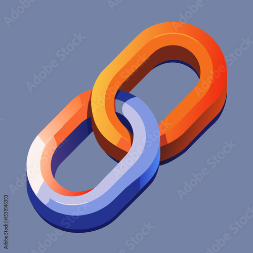 Interlocked Chains in Orange and Blue Representing Connection and Linkage