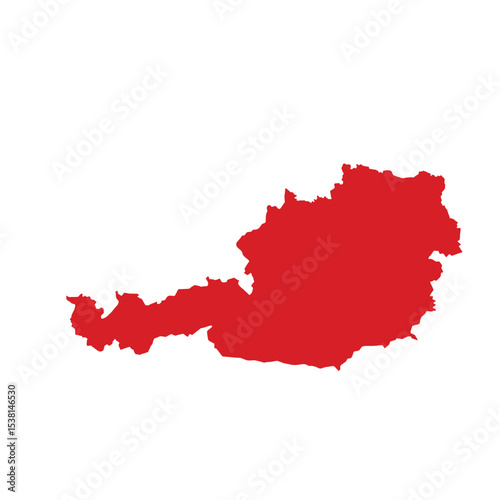 Map of Austria, sign silhouette. World Map Globe. Vector Illustration isolated on white background. Europe continent.