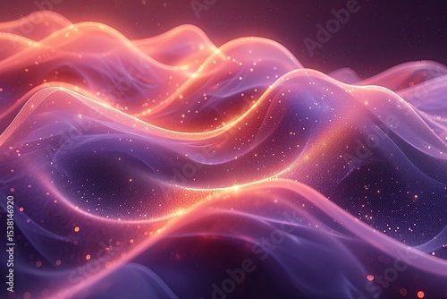 Shimmering Abstract Waves in Orange and Purple Hues