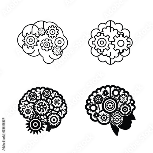 Creative brain illustration featuring gears representing thought process and innovation concepts