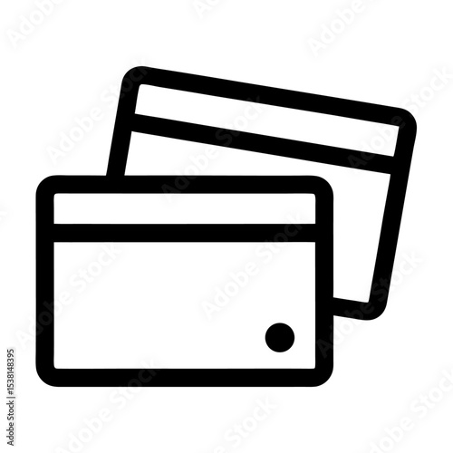A simple line drawing of two stacked cards with rounded corners on a white background