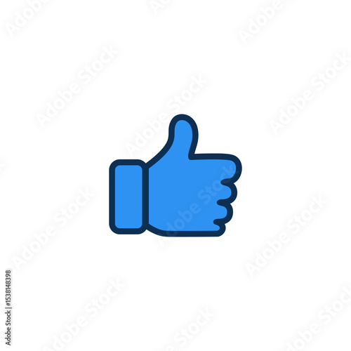 Thumbs up like icon in blue flat design, vector symbol for approval, feedback, agreement, support, positive rating, or social media interaction